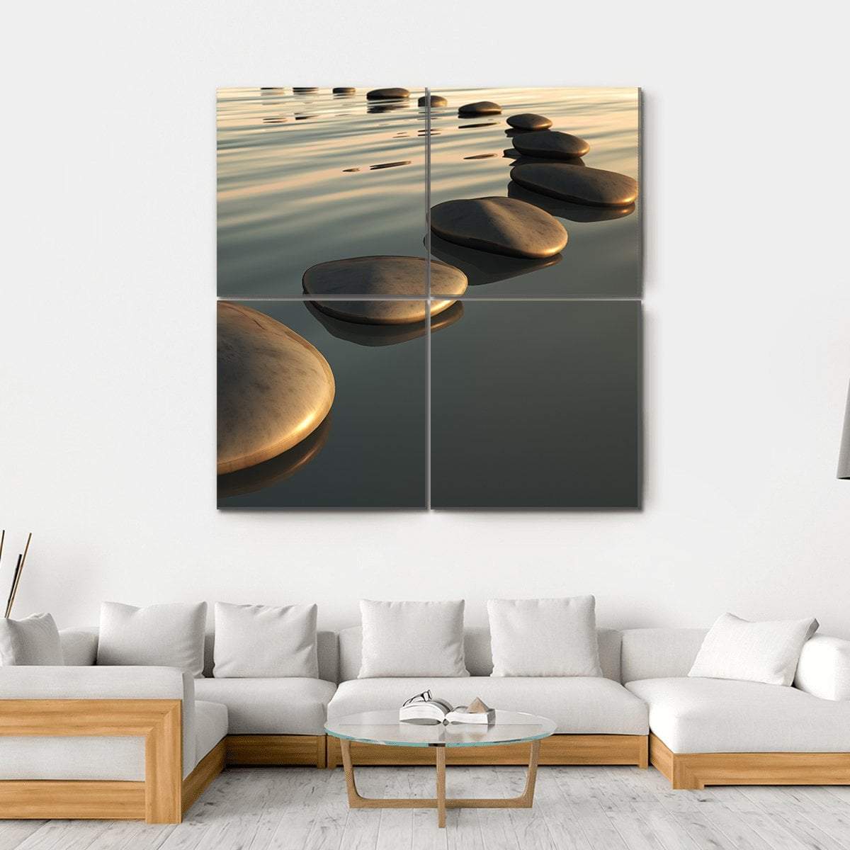 Step Stones To The Sunset Canvas Wall Art-4 Square-Gallery Wrap-17" x 17"-Tiaracle