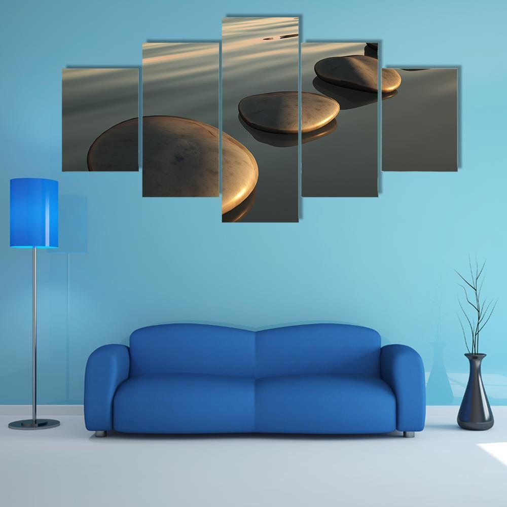 Step Stones To The Sunset Canvas Wall Art-1 Piece-Gallery Wrap-48" x 32"-Tiaracle