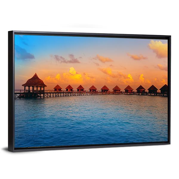 Stilt Houses On Water Canvas Wall Art-3 Horizontal-Gallery Wrap-25" x 16"-Tiaracle