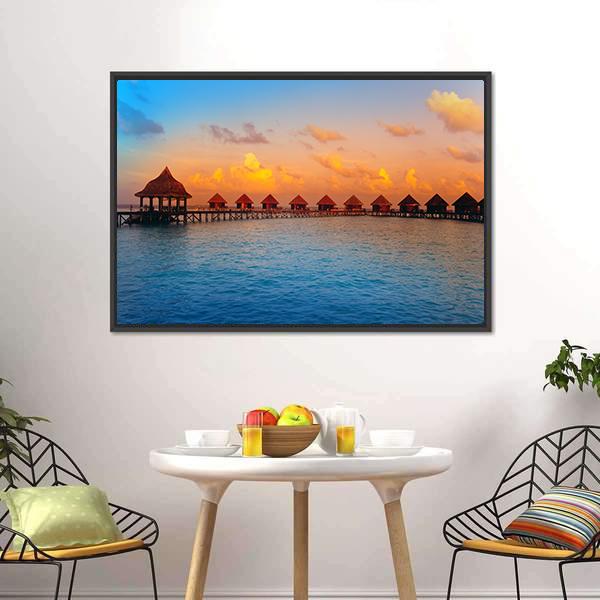 Stilt Houses On Water Canvas Wall Art-3 Horizontal-Gallery Wrap-25" x 16"-Tiaracle