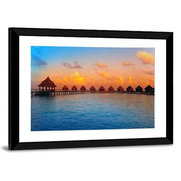 Stilt Houses On Water Canvas Wall Art-3 Horizontal-Gallery Wrap-25" x 16"-Tiaracle