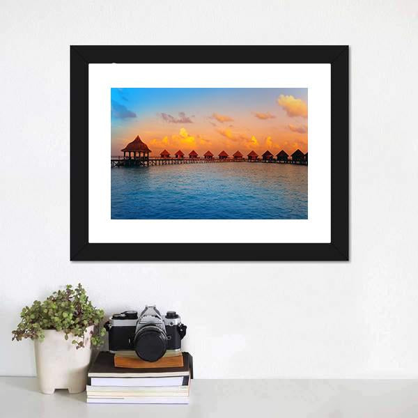 Stilt Houses On Water Canvas Wall Art-1 Piece-Framed Print-20" x 16"-Tiaracle