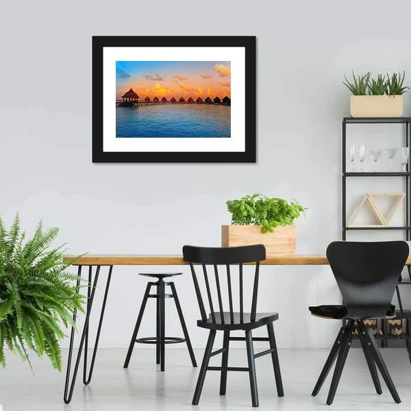 Stilt Houses On Water Canvas Wall Art-3 Horizontal-Gallery Wrap-25" x 16"-Tiaracle
