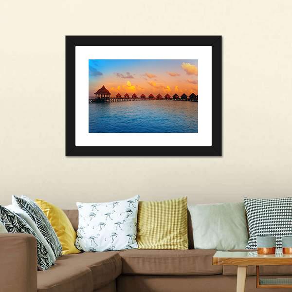 Stilt Houses On Water Canvas Wall Art-3 Horizontal-Gallery Wrap-25" x 16"-Tiaracle