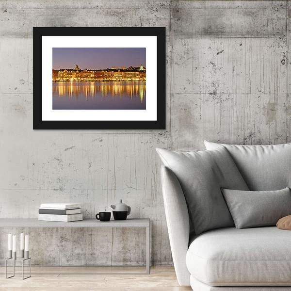 Stockholm At Night Canvas Wall Art-3 Horizontal-Gallery Wrap-25" x 16"-Tiaracle