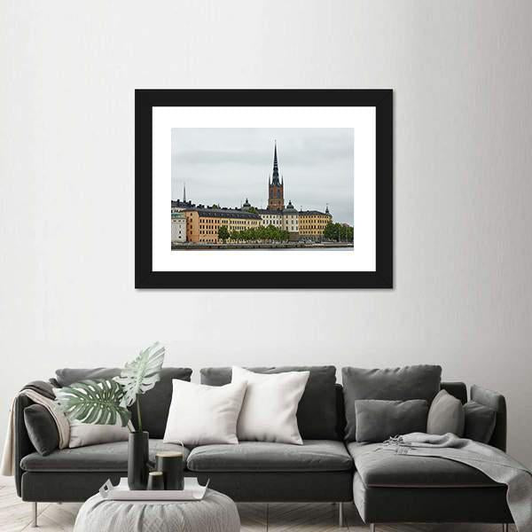 Stockholm City And Evert Taubes Terrass Canvas Wall Art-1 Piece-Framed Print-20" x 16"-Tiaracle