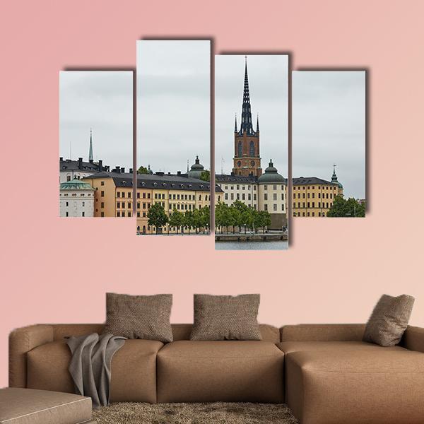 Stockholm City And Evert Taubes Terrass Canvas Wall Art-4 Pop-Gallery Wrap-50" x 32"-Tiaracle