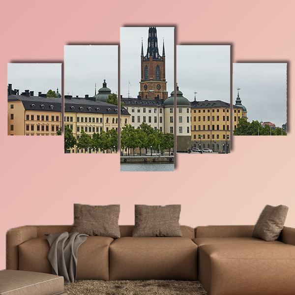 Stockholm City And Evert Taubes Terrass Canvas Wall Art-5 Star-Gallery Wrap-62" x 32"-Tiaracle