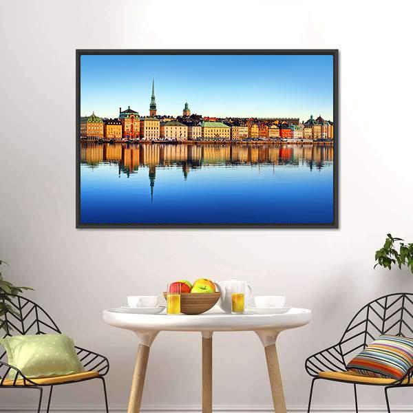 Stockholm City Canvas Wall Art-1 Piece-Floating Frame-24" x 16"-Tiaracle