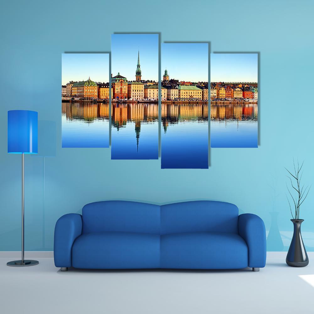 Stockholm City Canvas Wall Art-4 Pop-Gallery Wrap-50" x 32"-Tiaracle