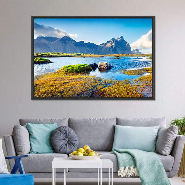 Stokksnes Headland Canvas Wall Art-3 Horizontal-Gallery Wrap-25" x 16"-Tiaracle