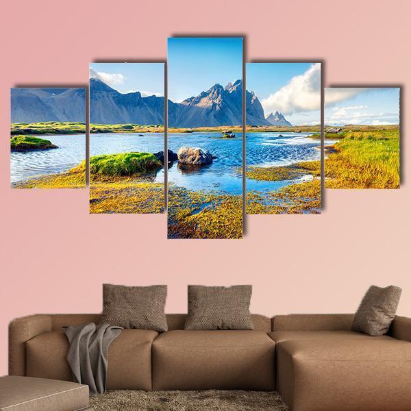 Stokksnes Headland Canvas Wall Art-5 Star-Gallery Wrap-62" x 32"-Tiaracle