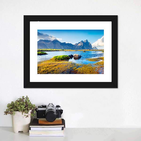 Stokksnes Headland Canvas Wall Art-1 Piece-Framed Print-20" x 16"-Tiaracle
