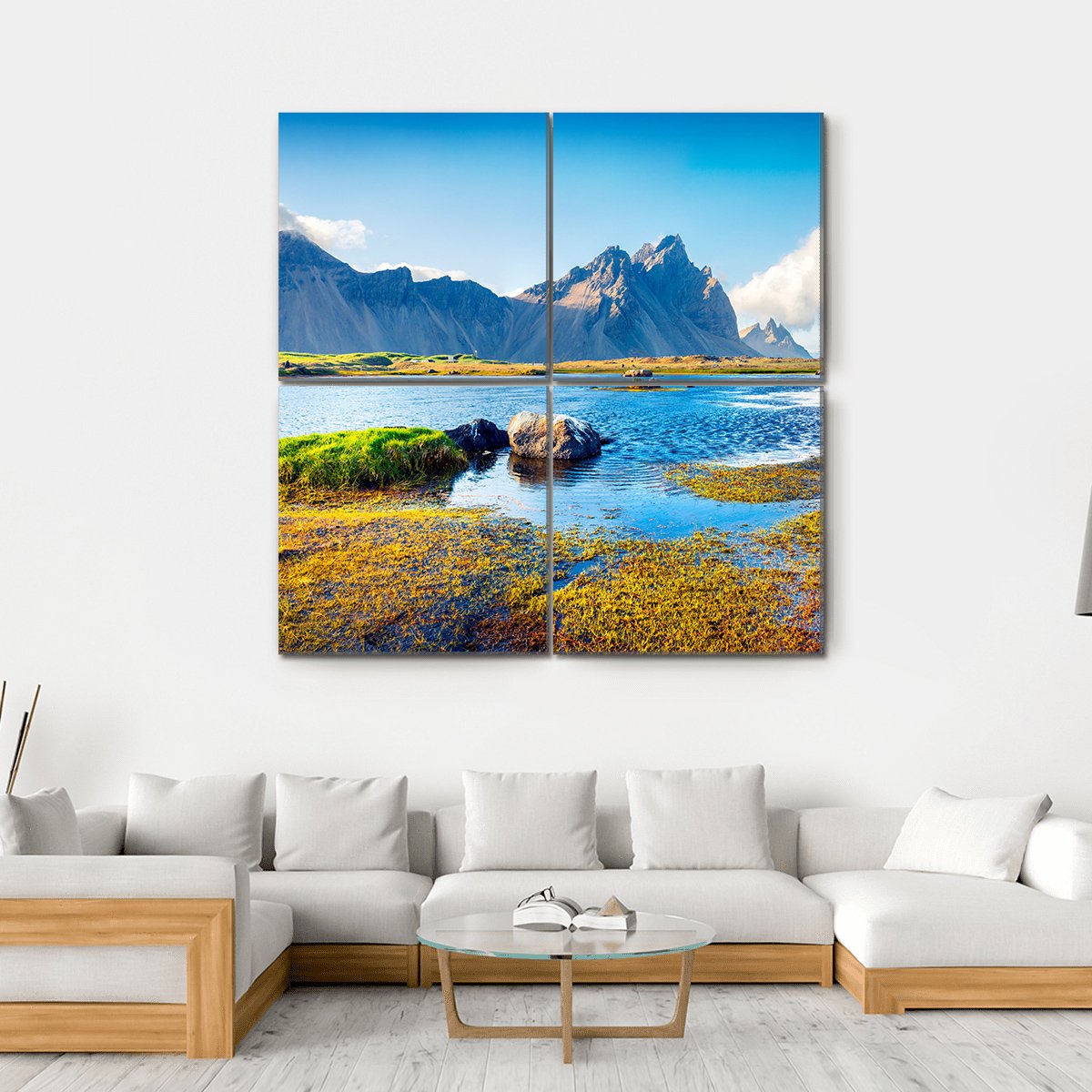 Stokksnes Headland Canvas Wall Art-4 Square-Gallery Wrap-17" x 17"-Tiaracle
