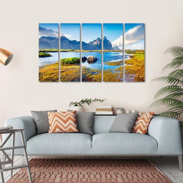 Stokksnes Headland Canvas Wall Art-5 Horizontal-Gallery Wrap-22" x 12"-Tiaracle