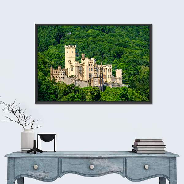 Stolzenfels Castle At Rhine Valley Canvas Wall Art-1 Piece-Floating Frame-24" x 16"-Tiaracle