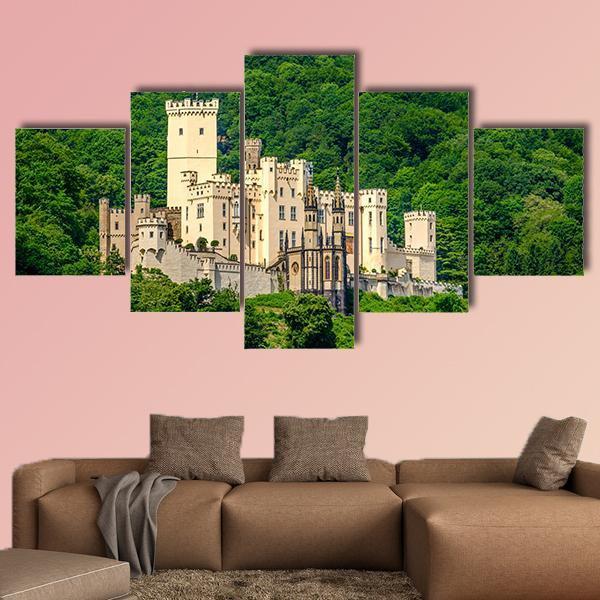 Stolzenfels Castle At Rhine Valley Canvas Wall Art-5 Star-Gallery Wrap-62" x 32"-Tiaracle