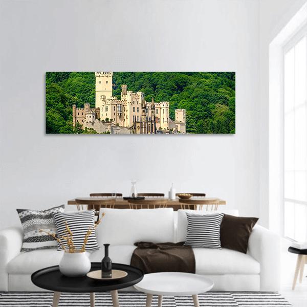 Stolzenfels Castle At Rhine Valley Panoramic Canvas Wall Art-1 Piece-36" x 12"-Tiaracle