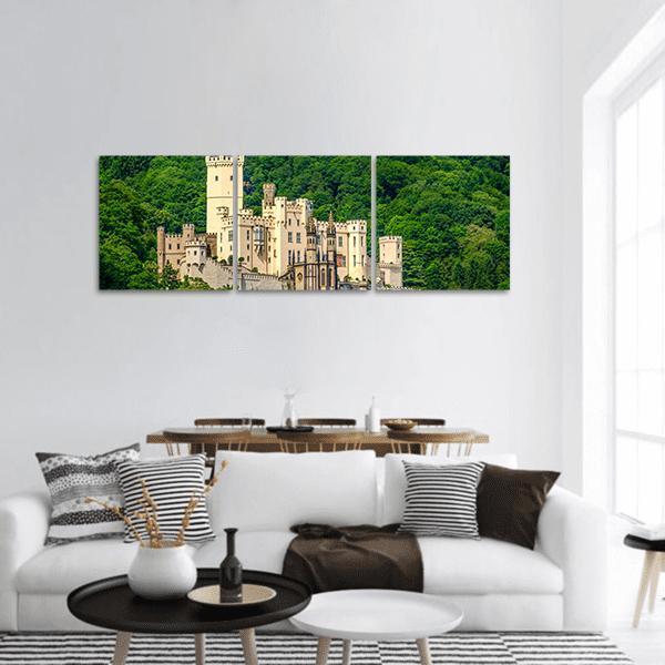 Stolzenfels Castle At Rhine Valley Panoramic Canvas Wall Art-3 Piece-25" x 08"-Tiaracle