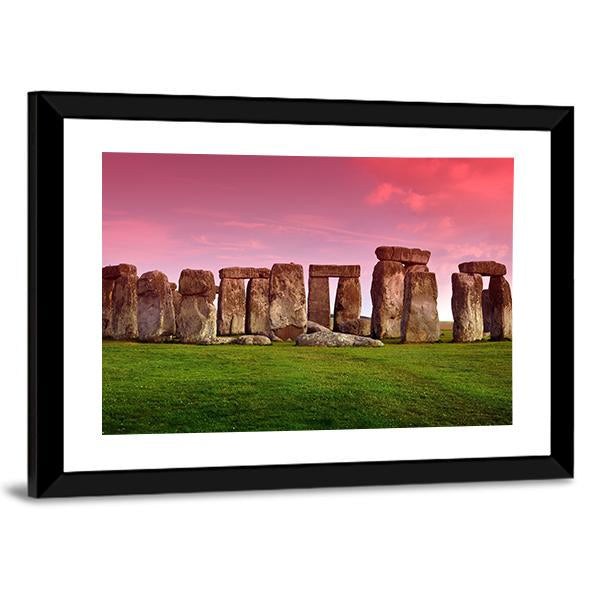 Stonehenge In Sunset Canvas Wall Art-3 Horizontal-Gallery Wrap-25" x 16"-Tiaracle