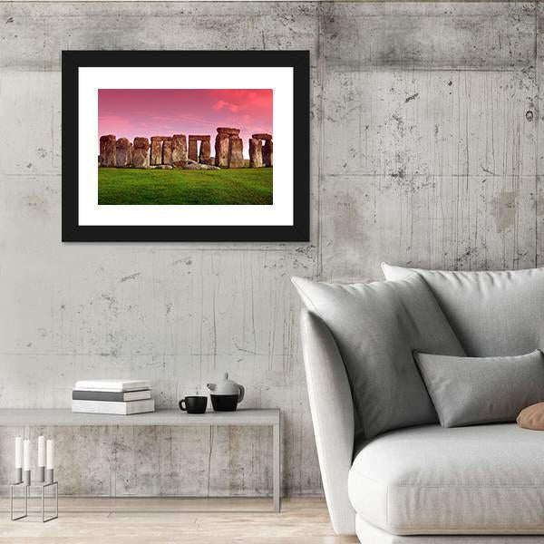 Stonehenge In Sunset Canvas Wall Art-3 Horizontal-Gallery Wrap-25" x 16"-Tiaracle