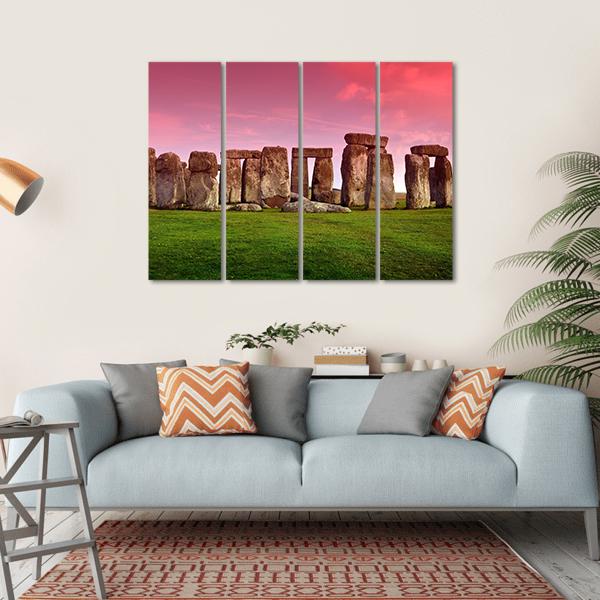 Stonehenge In Sunset Canvas Wall Art-4 Horizontal-Gallery Wrap-34" x 24"-Tiaracle