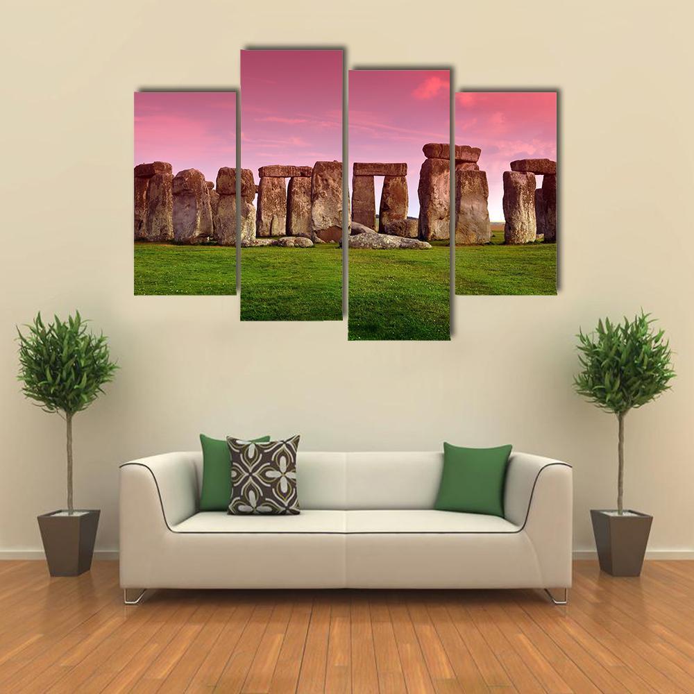 Stonehenge In Sunset Canvas Wall Art-4 Pop-Gallery Wrap-50" x 32"-Tiaracle