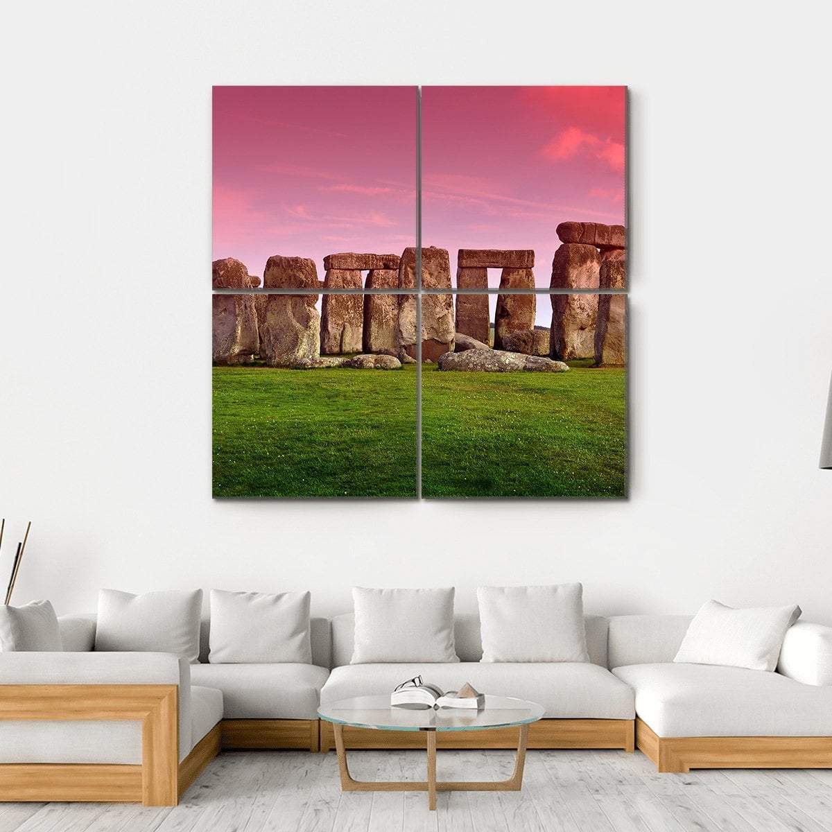 Stonehenge In Sunset Canvas Wall Art-4 Square-Gallery Wrap-17" x 17"-Tiaracle