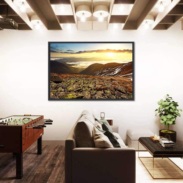 Stones On Hill During Sunset Canvas Wall Art-3 Horizontal-Gallery Wrap-25" x 16"-Tiaracle