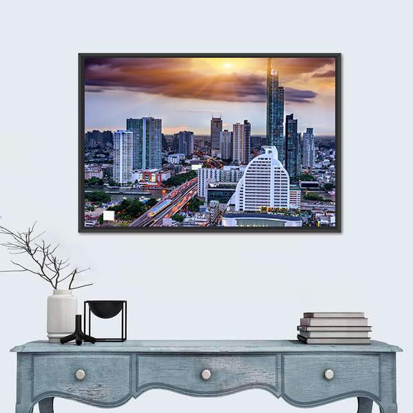 Storm Background On Bangkok Canvas Wall Art-1 Piece-Floating Frame-24" x 16"-Tiaracle