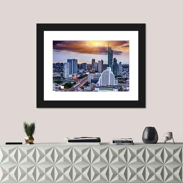 Storm Background On Bangkok Canvas Wall Art-1 Piece-Framed Print-20" x 16"-Tiaracle