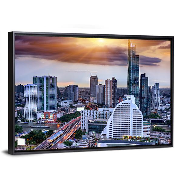 Storm Background On Bangkok Canvas Wall Art-3 Horizontal-Gallery Wrap-25" x 16"-Tiaracle