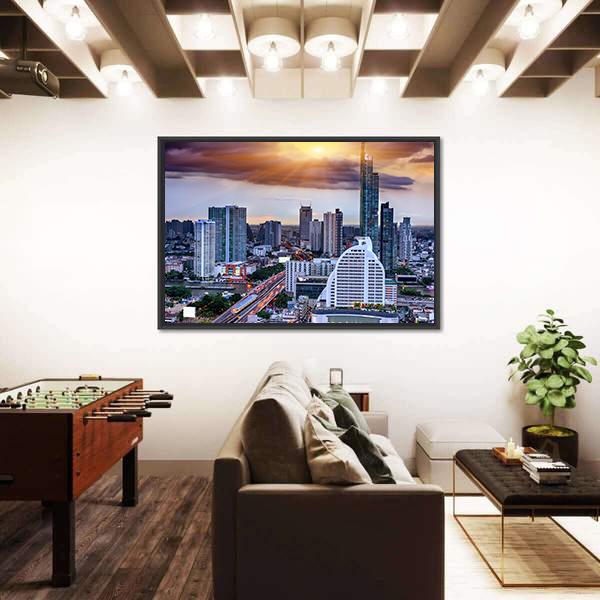 Storm Background On Bangkok Canvas Wall Art-3 Horizontal-Gallery Wrap-25" x 16"-Tiaracle