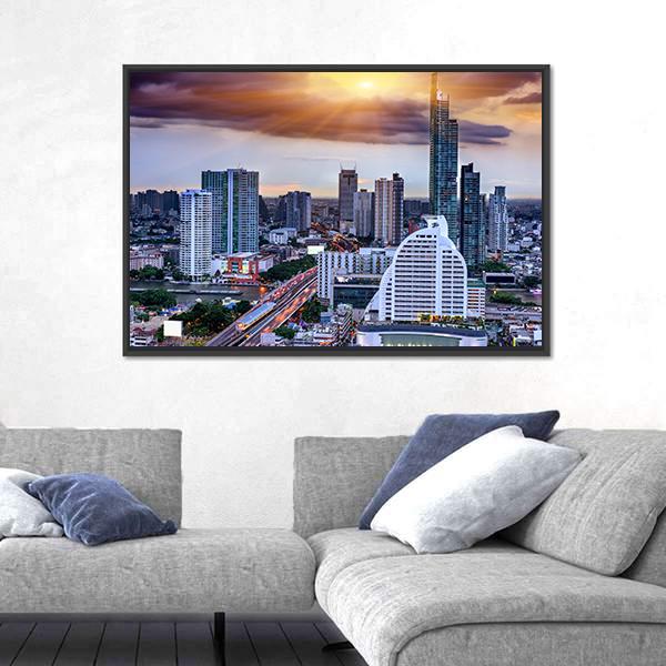 Storm Background On Bangkok Canvas Wall Art-3 Horizontal-Gallery Wrap-25" x 16"-Tiaracle