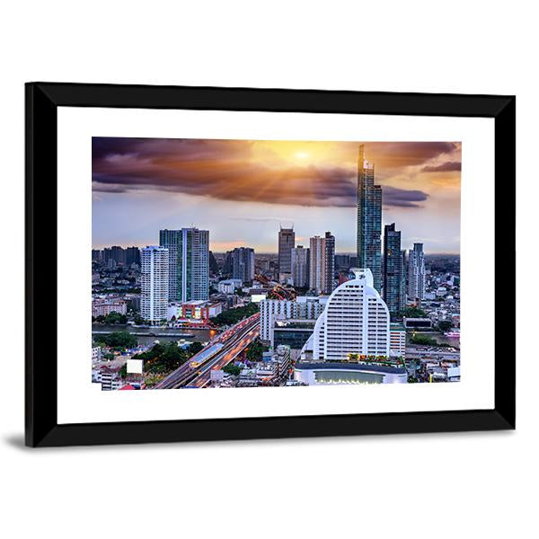 Storm Background On Bangkok Canvas Wall Art-3 Horizontal-Gallery Wrap-25" x 16"-Tiaracle