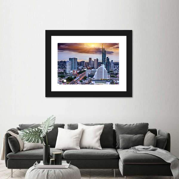 Storm Background On Bangkok Canvas Wall Art-3 Horizontal-Gallery Wrap-25" x 16"-Tiaracle