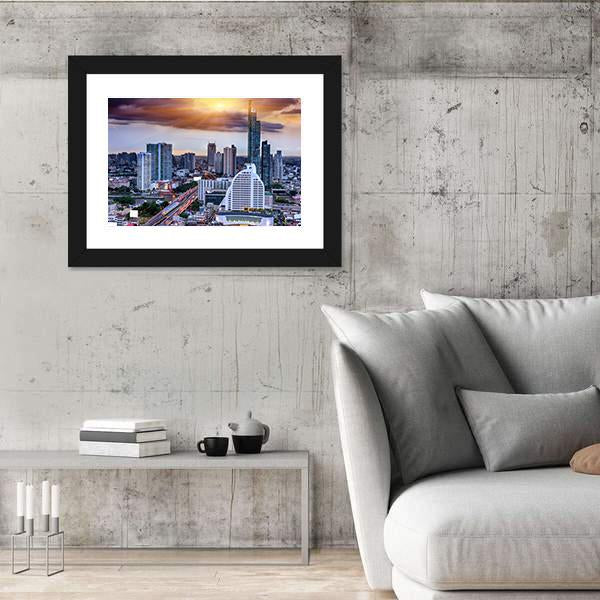Storm Background On Bangkok Canvas Wall Art-3 Horizontal-Gallery Wrap-25" x 16"-Tiaracle