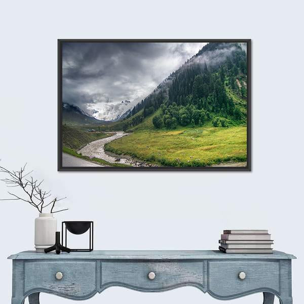 Storm Clouds Over Mountains Of Ladakh Canvas Wall Art-1 Piece-Floating Frame-24" x 16"-Tiaracle