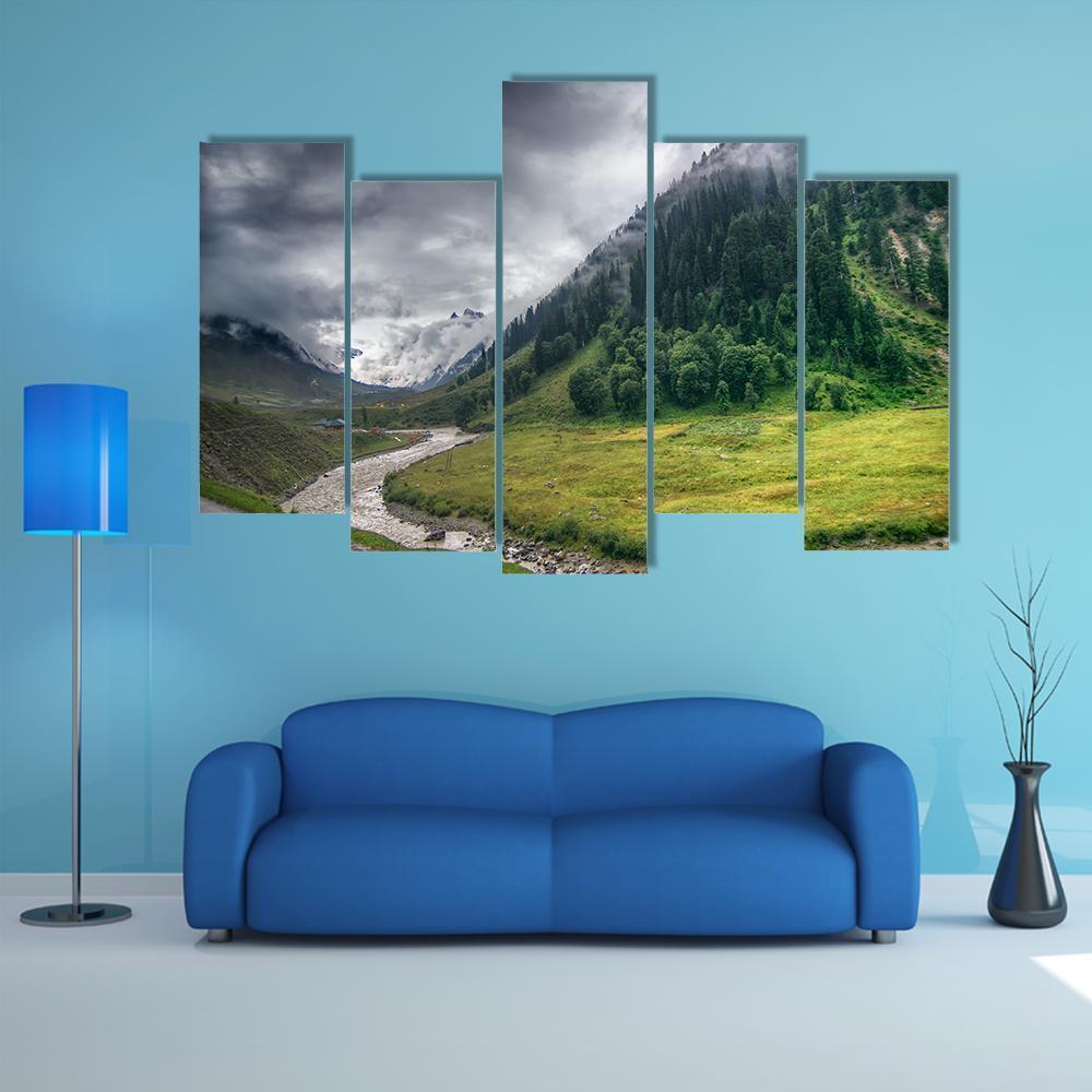 Storm Clouds Over Mountains Of Ladakh Canvas Wall Art-5 Pop-Gallery Wrap-47" x 32"-Tiaracle