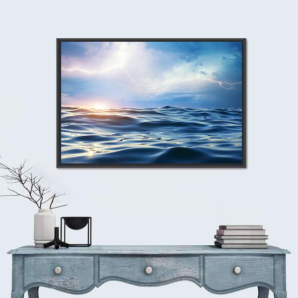 Storm On The Sea Canvas Wall Art-1 Piece-Floating Frame-24" x 16"-Tiaracle