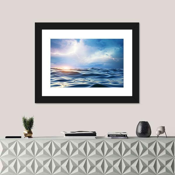 Storm On The Sea Canvas Wall Art-1 Piece-Framed Print-20" x 16"-Tiaracle