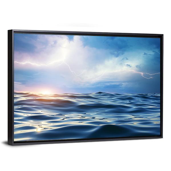 Storm On The Sea Canvas Wall Art-3 Horizontal-Gallery Wrap-25" x 16"-Tiaracle