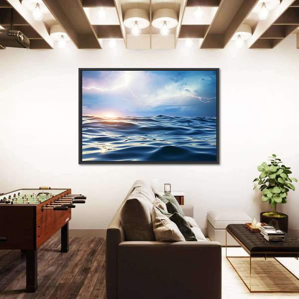Storm On The Sea Canvas Wall Art-3 Horizontal-Gallery Wrap-25" x 16"-Tiaracle