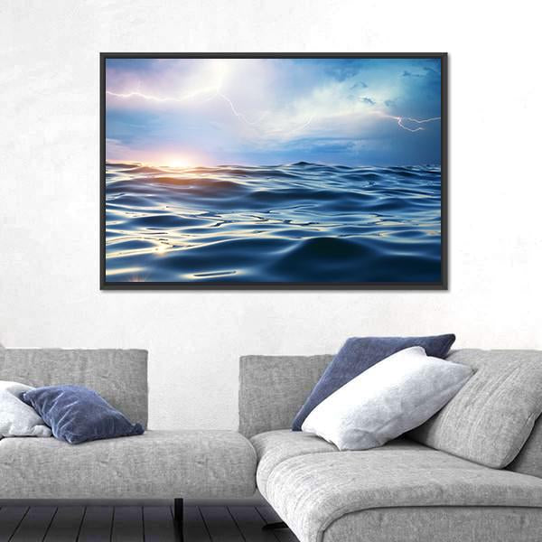 Storm On The Sea Canvas Wall Art-3 Horizontal-Gallery Wrap-25" x 16"-Tiaracle
