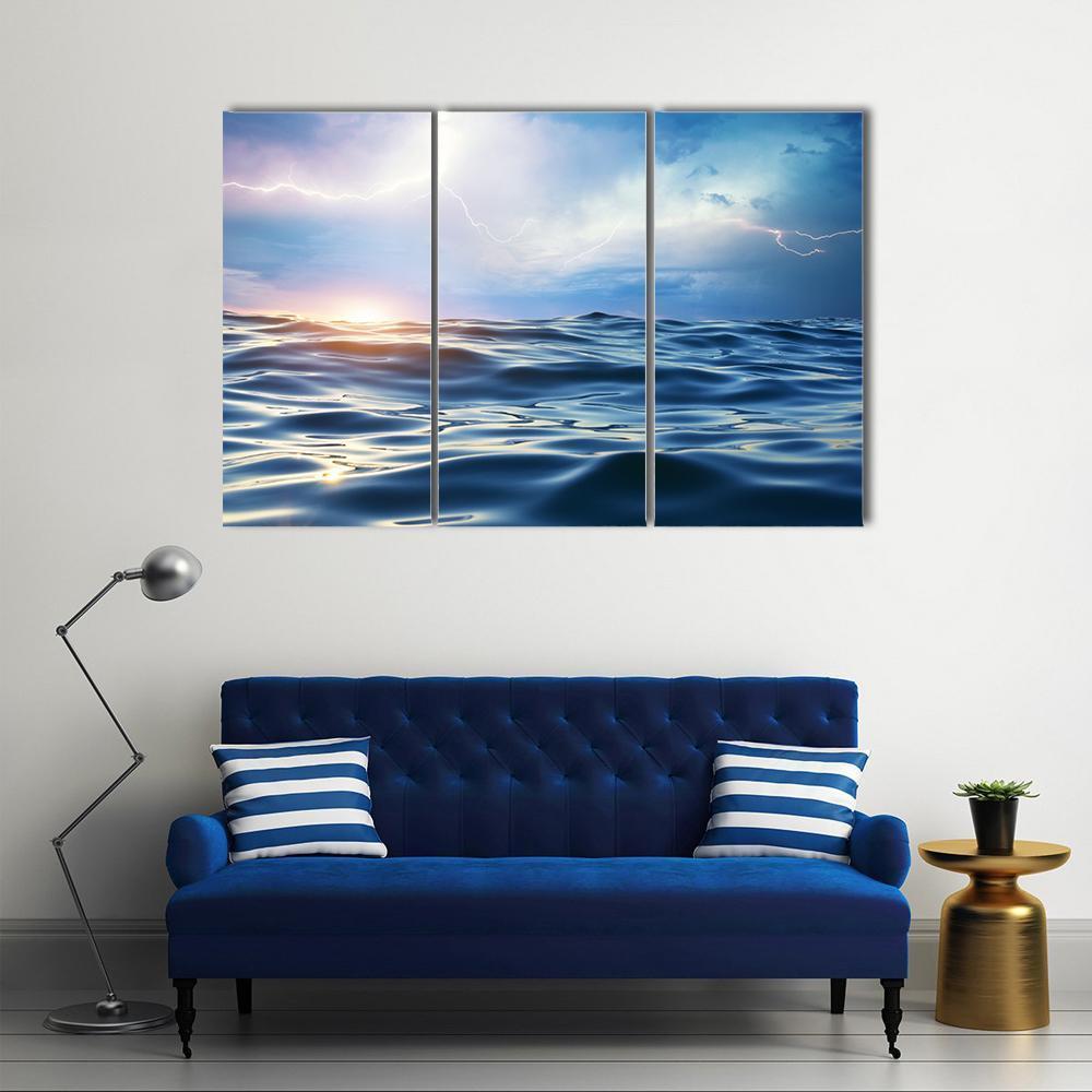 Storm On The Sea Canvas Wall Art-3 Horizontal-Gallery Wrap-37" x 24"-Tiaracle