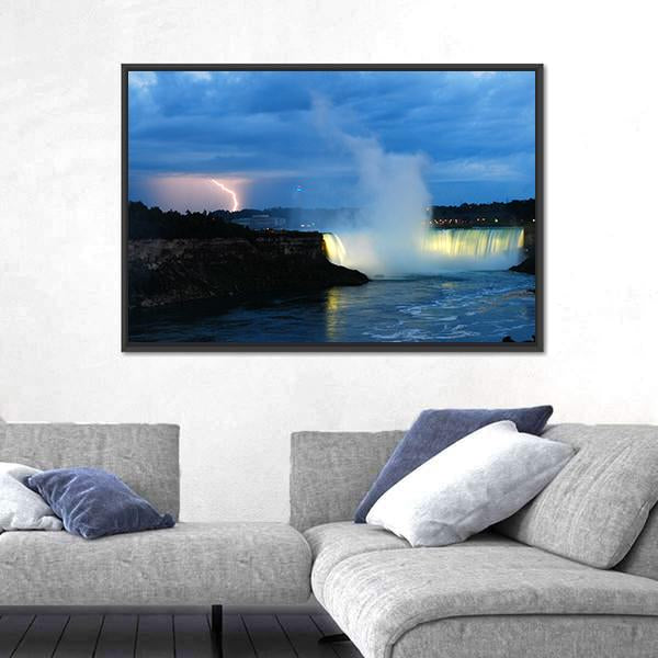 Storm Over Niagara Falls Panoramic Canvas Wall Art-1 Piece-36" x 12"-Tiaracle