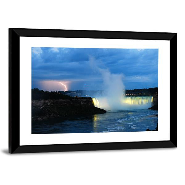 Storm Over Niagara Falls Panoramic Canvas Wall Art-1 Piece-36" x 12"-Tiaracle