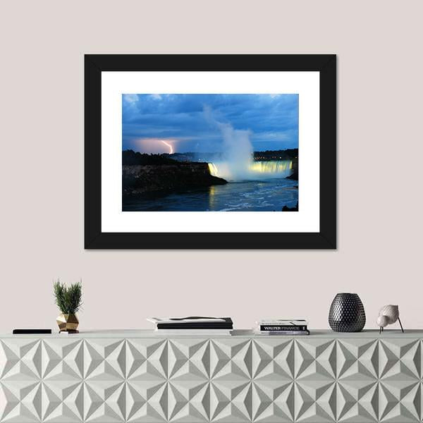 Storm Over Niagara Falls Panoramic Canvas Wall Art-1 Piece-36" x 12"-Tiaracle