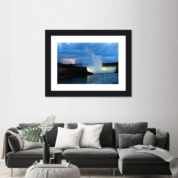 Storm Over Niagara Falls Panoramic Canvas Wall Art-1 Piece-36" x 12"-Tiaracle