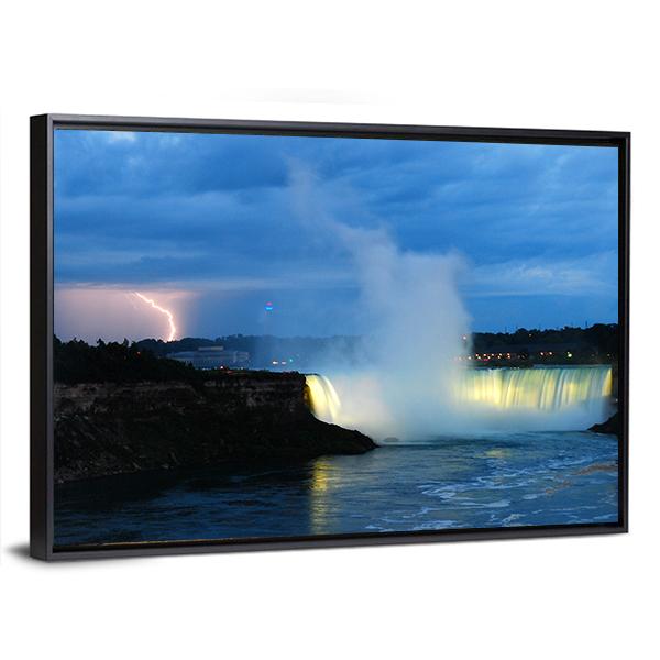 Storm Over Niagara Falls Panoramic Canvas Wall Art-1 Piece-36" x 12"-Tiaracle